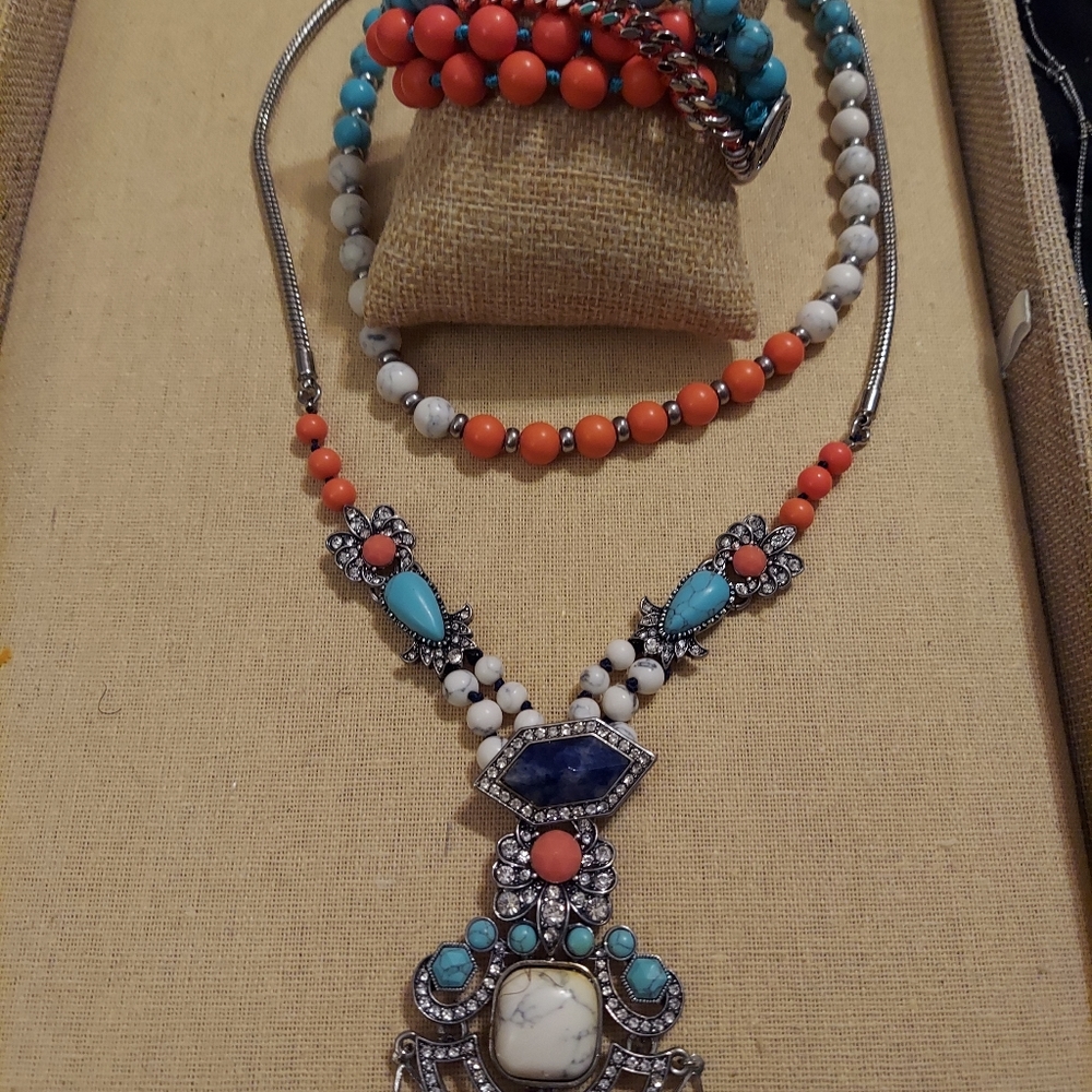 Chloe and Isabel 2 Piece Adjustable Necklace Set with matching wrap bracelet